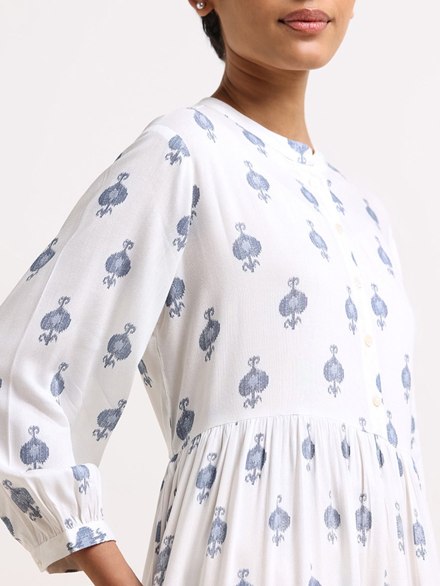 Saffron Threads Black Cotton Floral Print Ethnic Dress