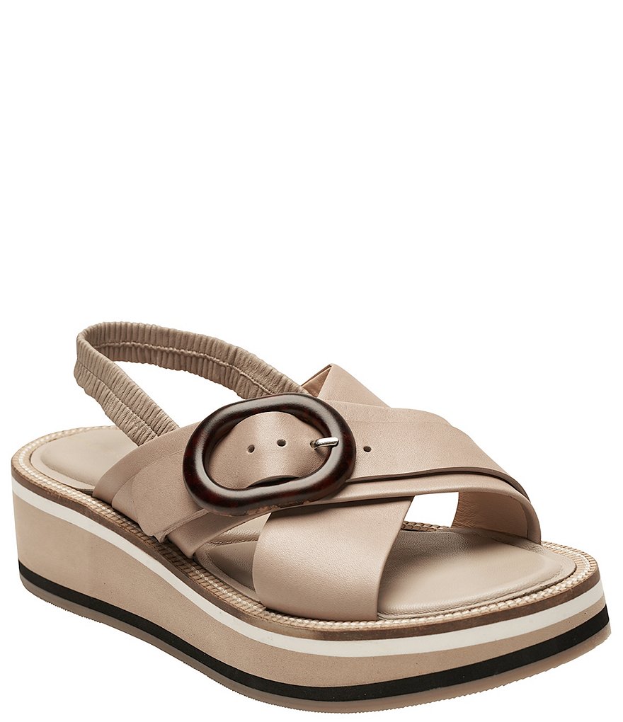 Andre Assous Lupita Leather Buckle Crossband Sling Sandals