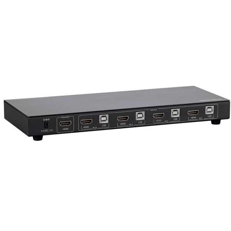 Monoprice 4K 4x1 HDMI 1.4 & USB 2.0 KVM Switch, Includes A USB 2.0 Data Connection With Over Current Detection And Protection