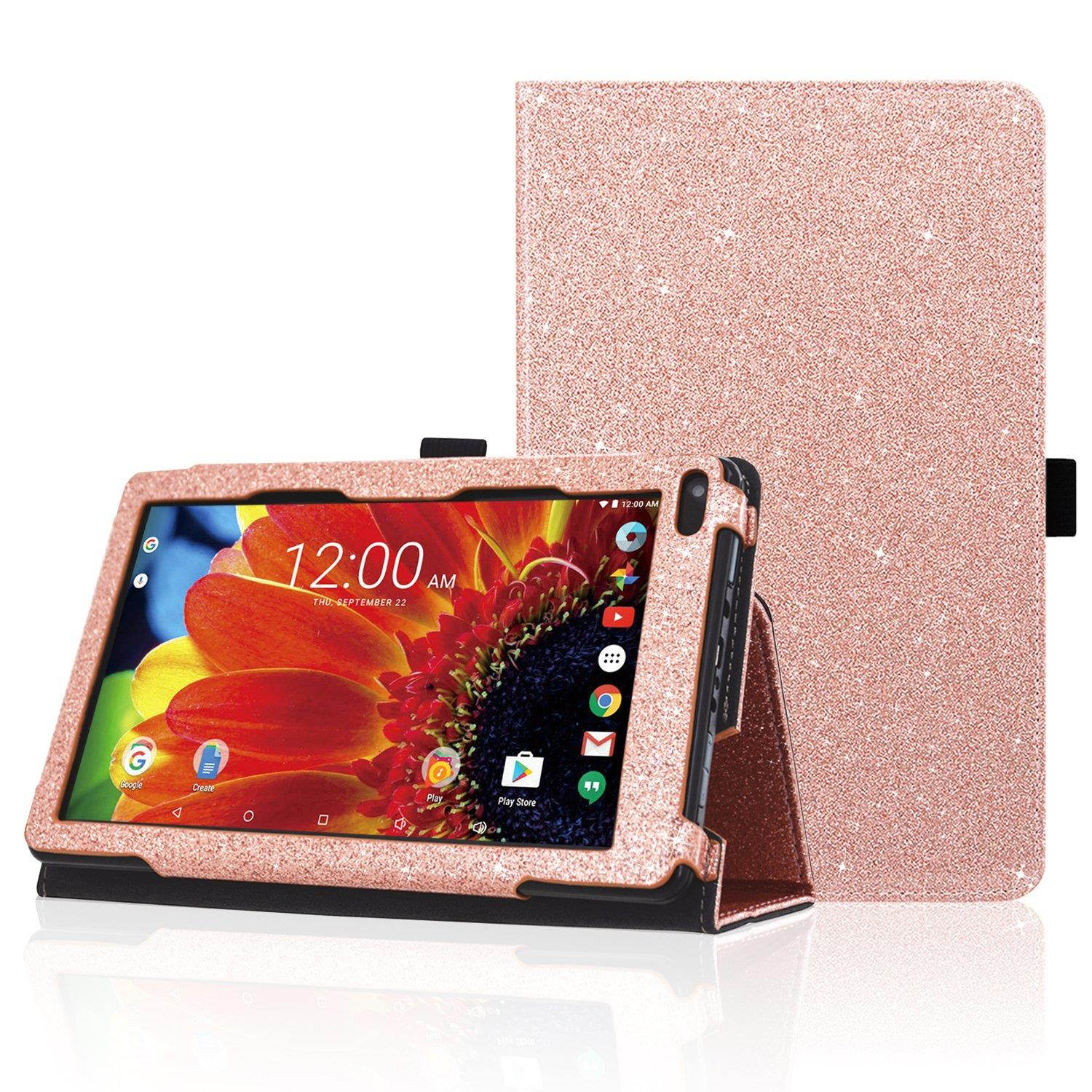 ACdream RCA Voyager 7 Case, Folio Premium PU Leather Cover Case for RCA Voyager 7" 16GB/8 GB Tablet Android 6.0 (Marshmallow), Rose Gold Star Star of Paris