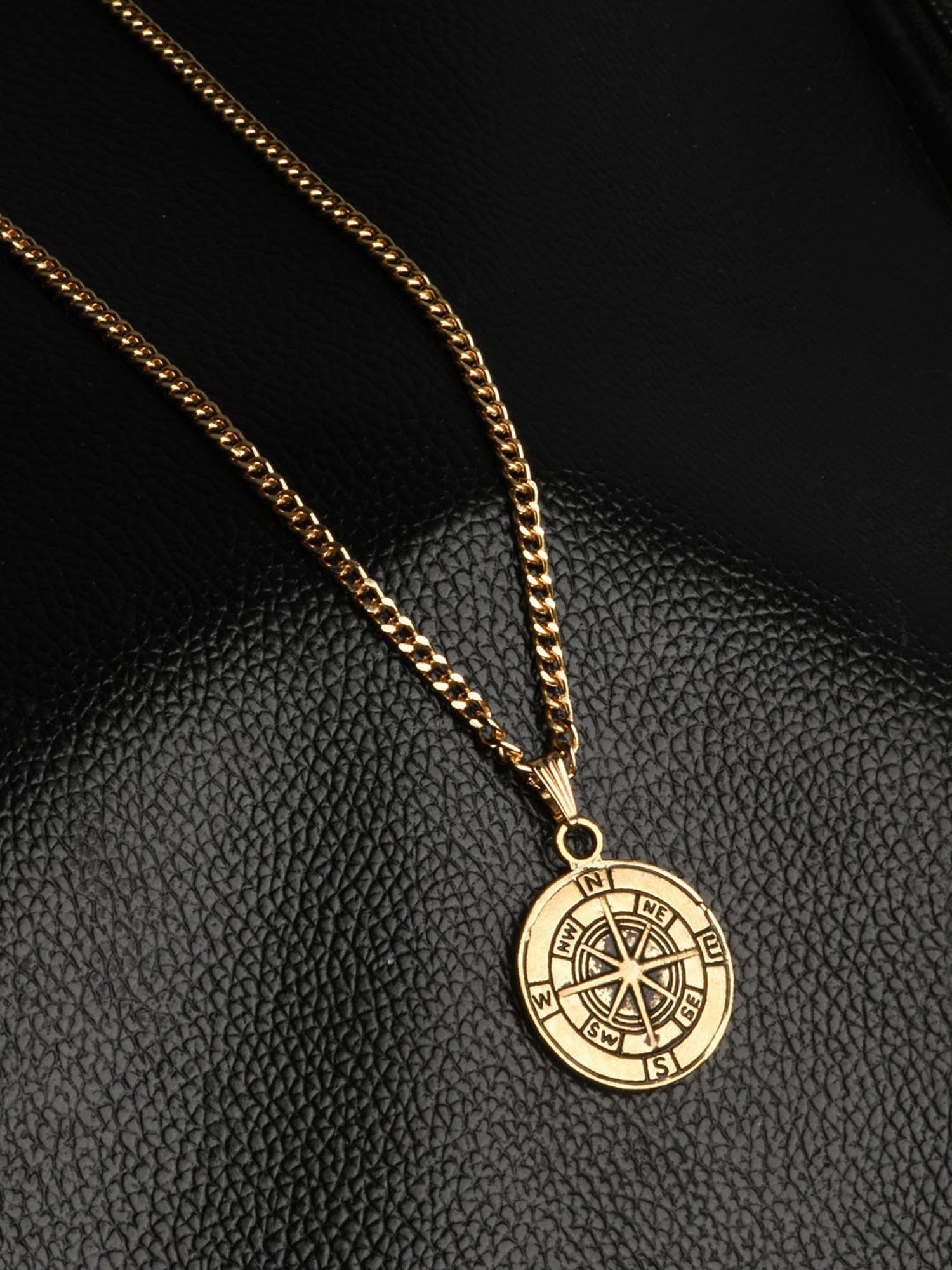 The Bro Code Gold-Plated Nautical Compass Charm Pendant Necklace For Men