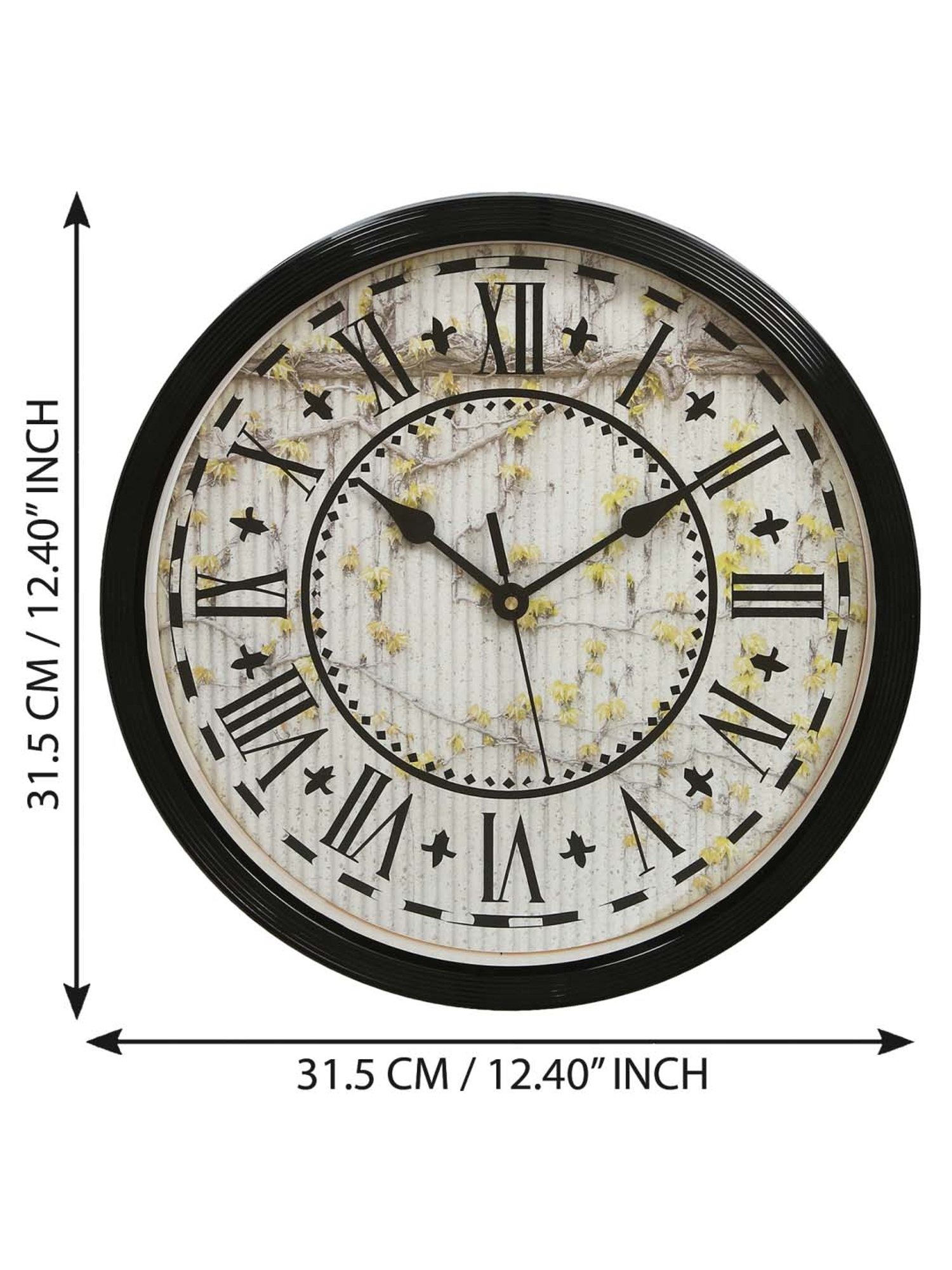 eCraftIndia Designer Round Analog Black Wall Clock