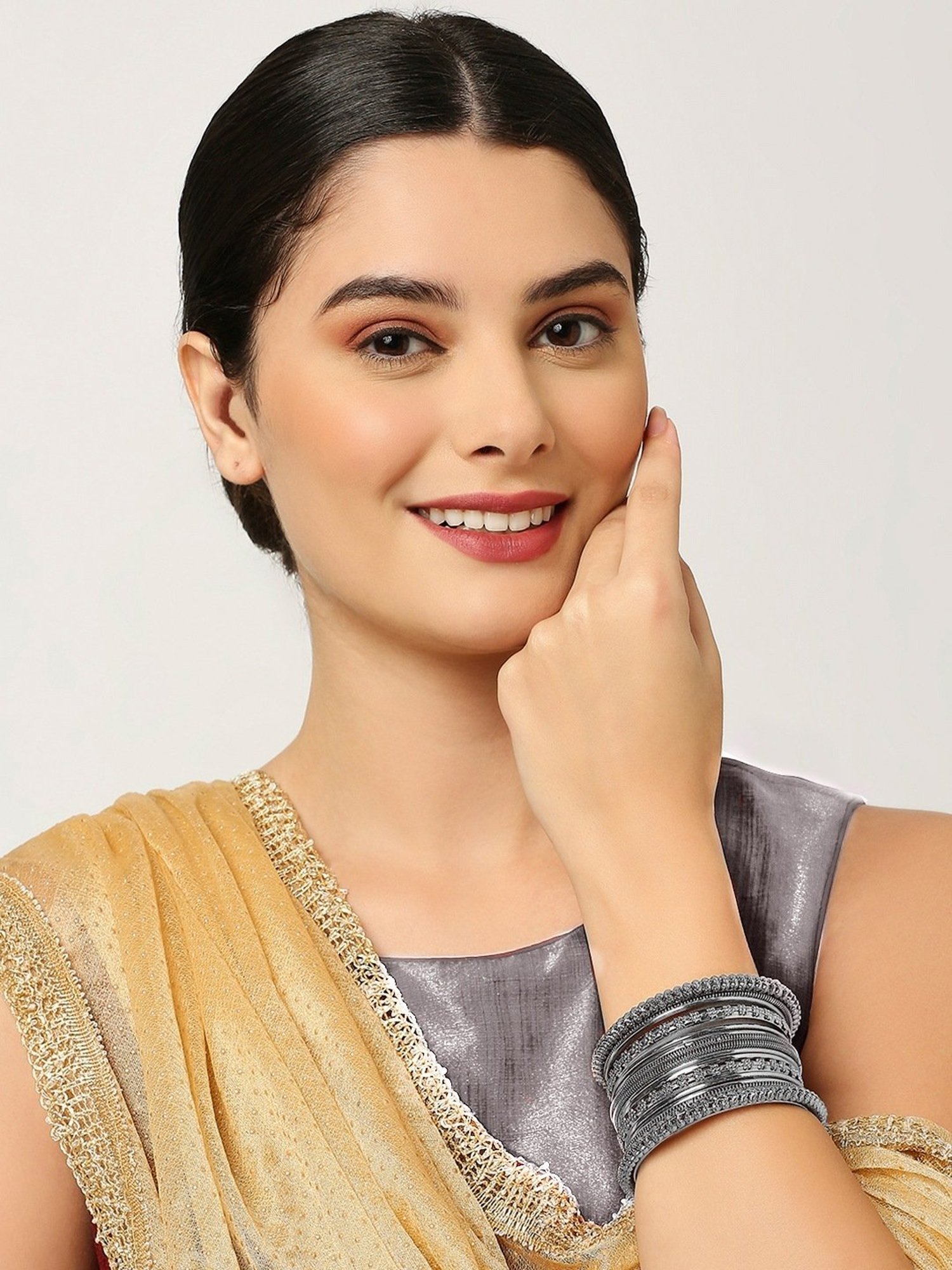 Oomph Antique Gold & Oxidized Silver Bangles - Set of 32