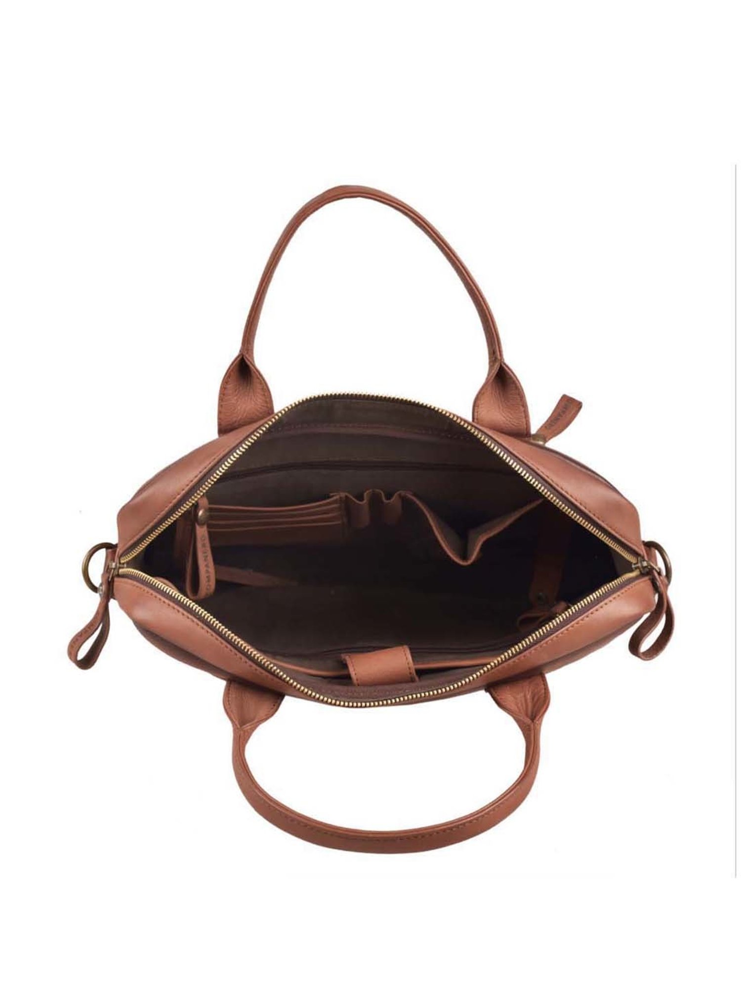 KOMPANERO Tan Leather Medium Messenger Bag