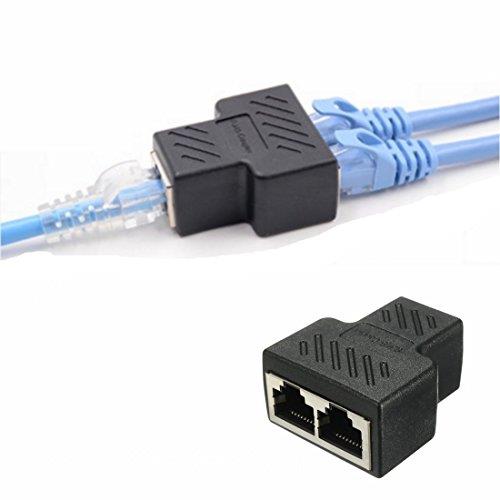 2 Pack RJ45 Splitter Connectors, 1 to 2 Ways Ethernet cables interface RJ-45 Socket Adapter 8P8C HUB Network LAN Internet PC laptop router cable Coupler contact Modular plug For Cat5 Cat5e Cat6 Cat7
