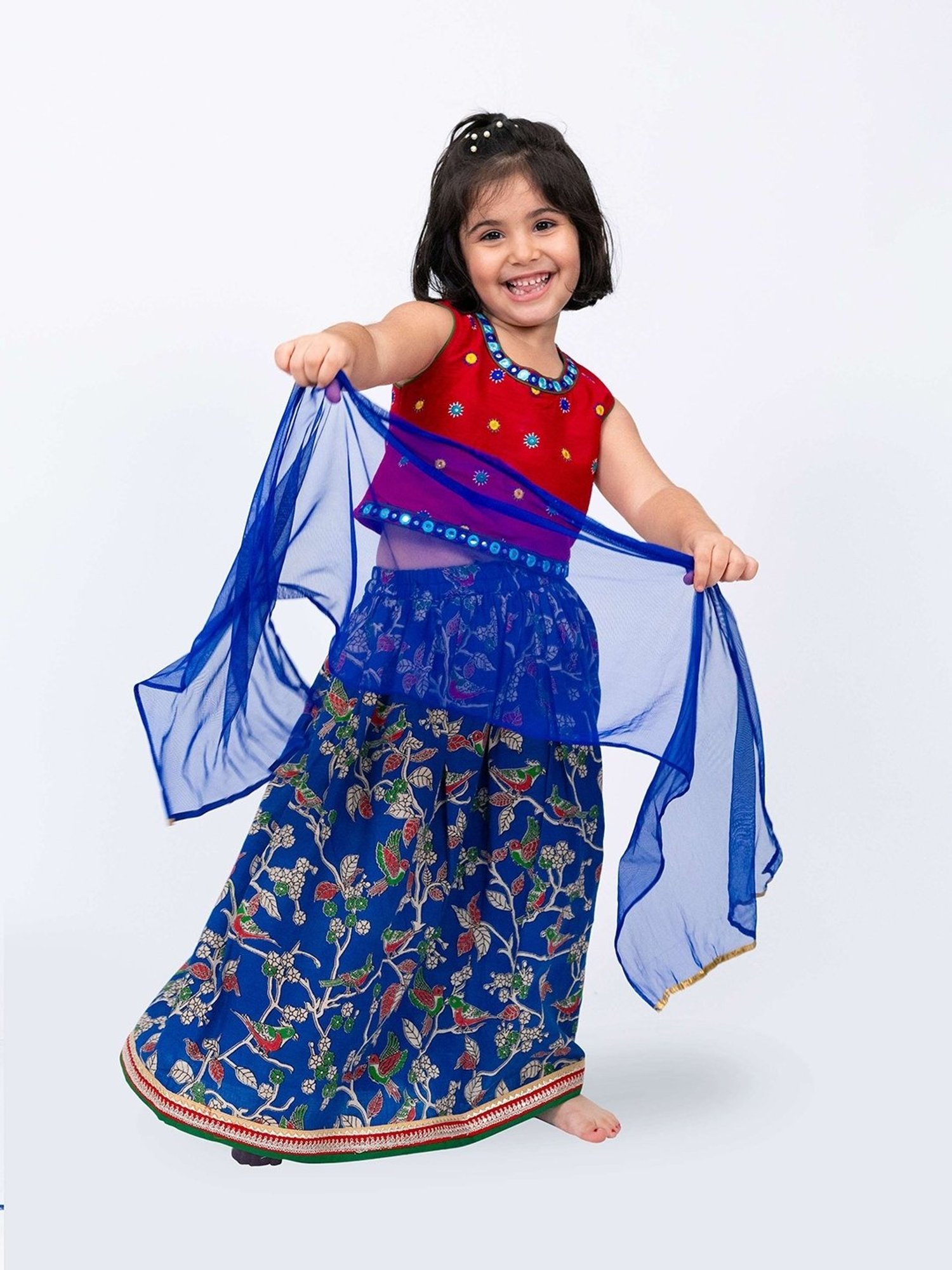 TWISHA Kids Red Embroidery Lehenga Choli