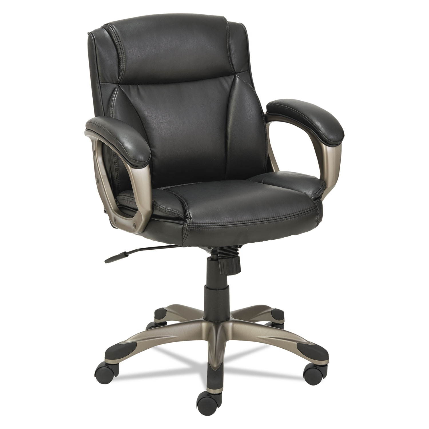 Alera Veon Series Low-Back Leather Task Chair W/coil Spring Cushioning, Black