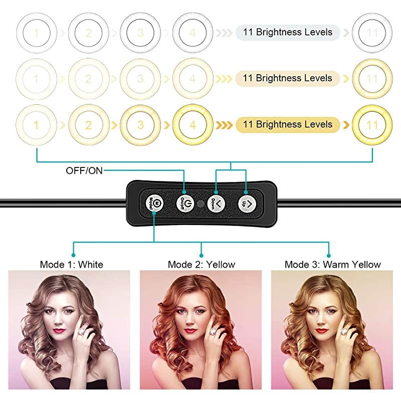 Ring Light 6 with Stand Tripod for Makeup Live Streaming amp YouTube Video Table Camera Light with Cell Phone Holder Mini Dimmable Lamp with 3 Light Modes amp 11 Brightness Level 6 inch