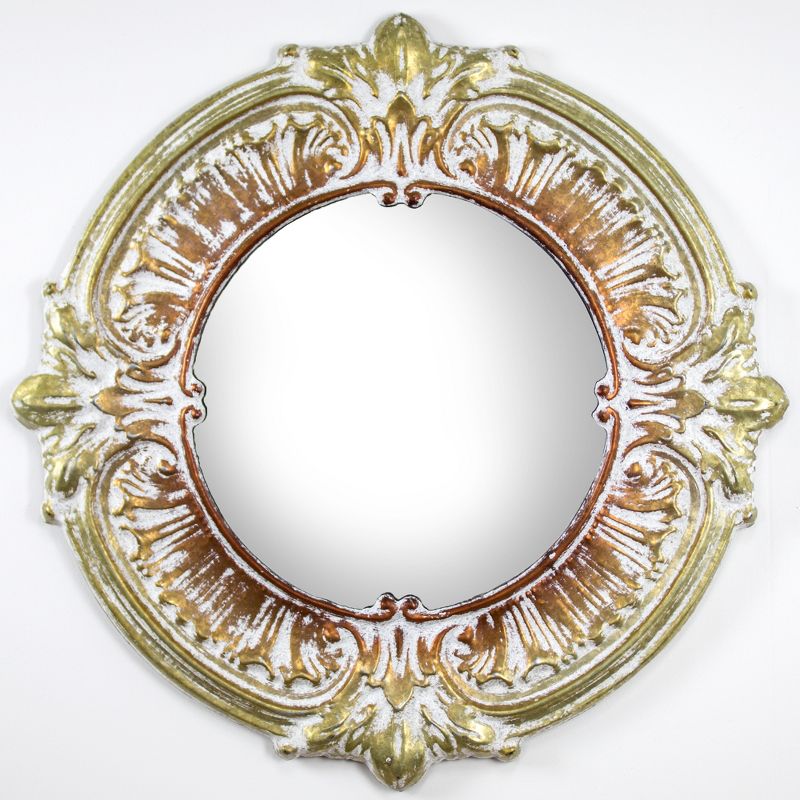 25" x 25" Metal Framed Decorative Wall Vanity Accent Mirror Baroque Style Gold Bronze - American Art Decor