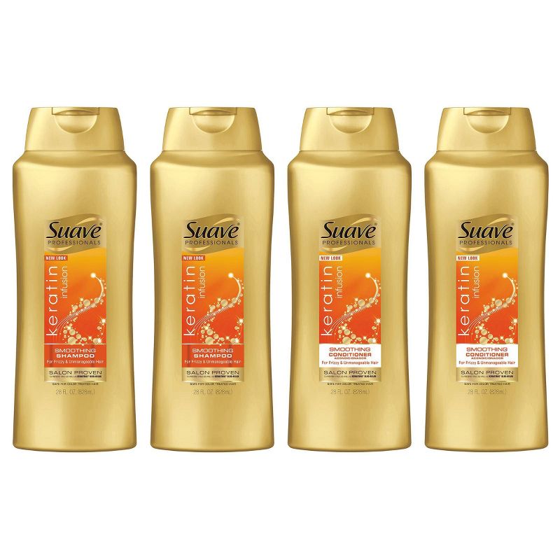 Suave Keratin Smoothing Shampoo and Conditioner - 4pk/28 fl oz
