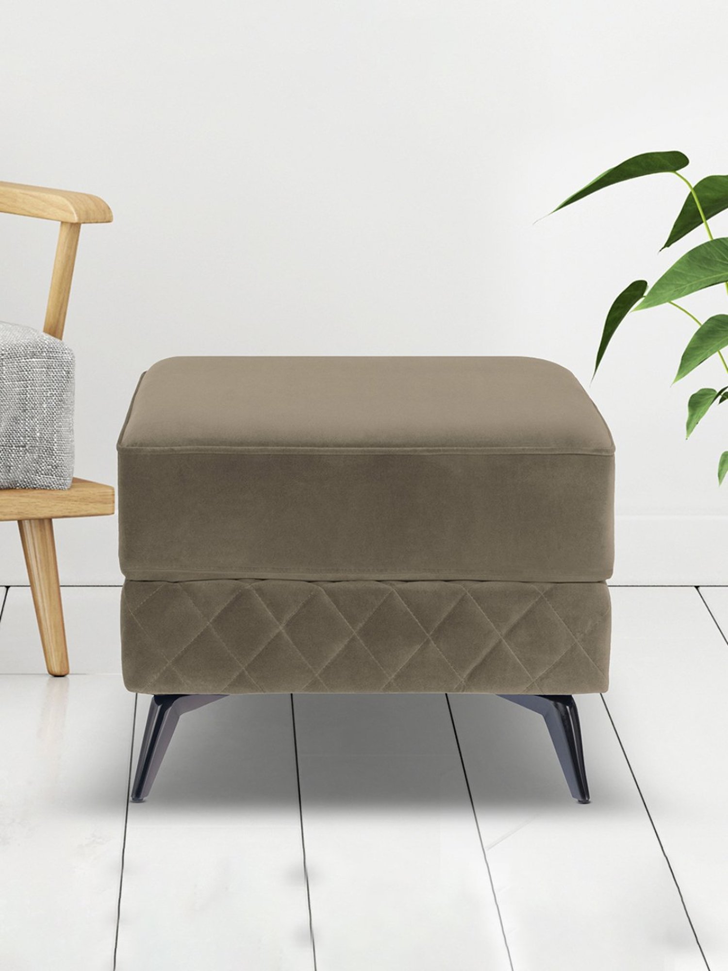 Duroflex Eden Brown Wood 1 Seater Ottoman