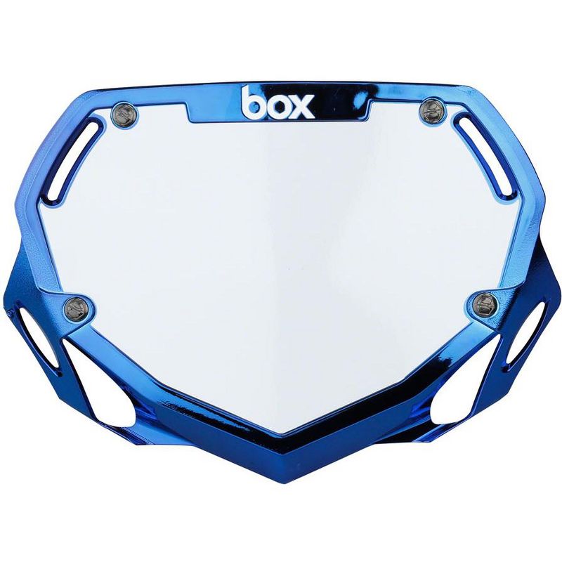 BOX Two BMX Number Plate Blue/Chrome Small