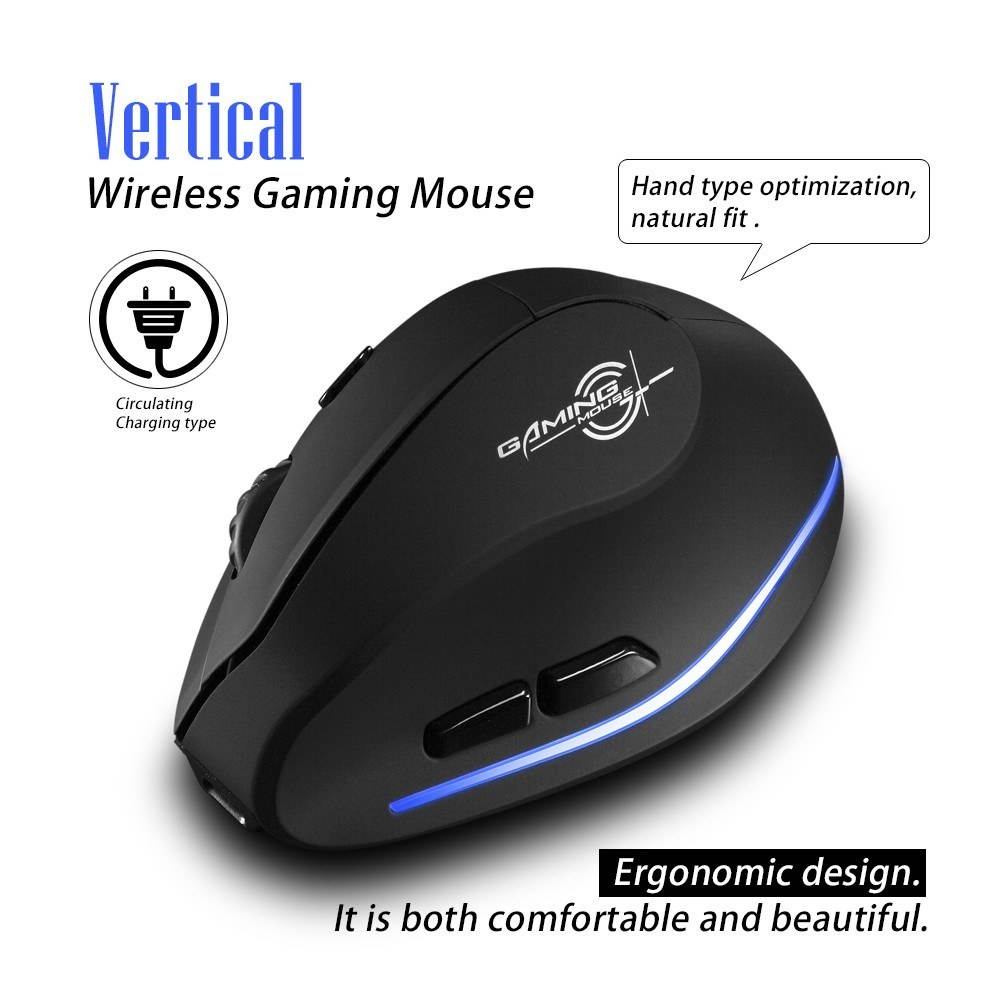 Zelotes F-35 Wireless Vertical Mouse Rechargeable 2400 DPI Optional