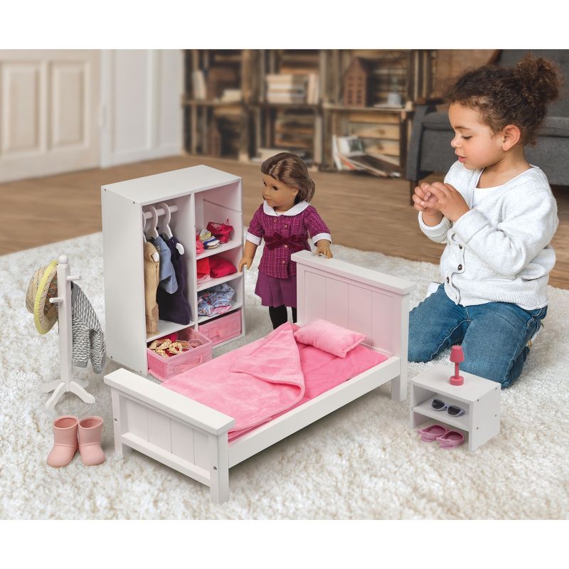 Bedroom Furniture Set for 18" Dolls - White/Pink