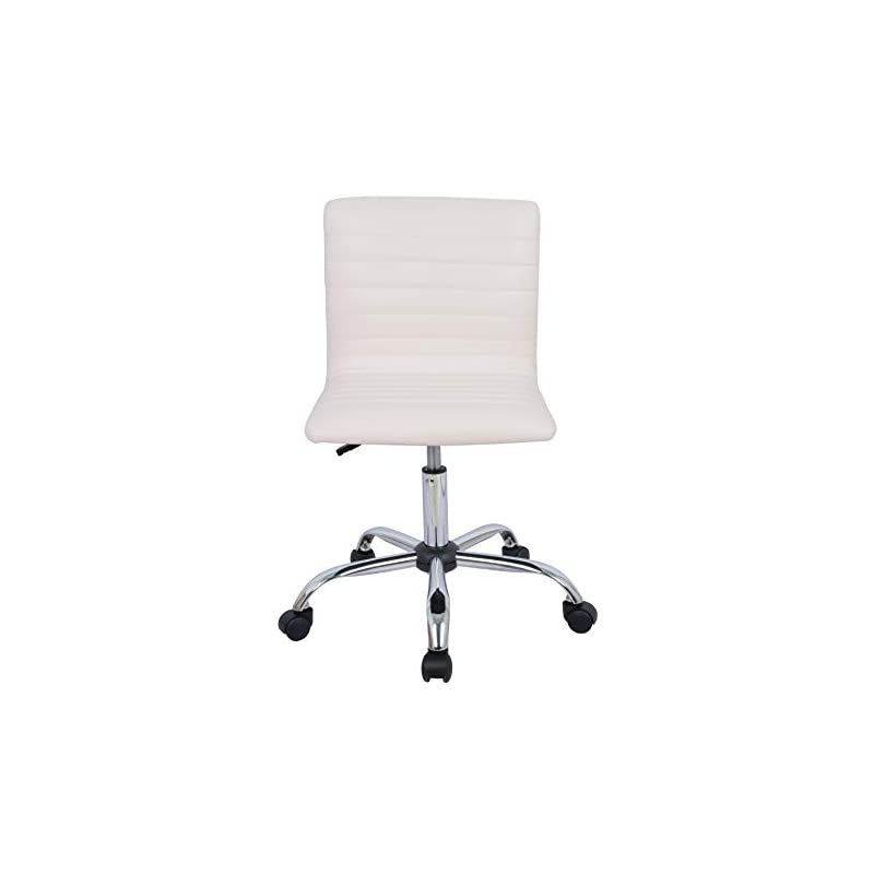Basics Modern, Low-Back, Adjustable, Swivel, Armless Office Task Desk Chair with Casters, White