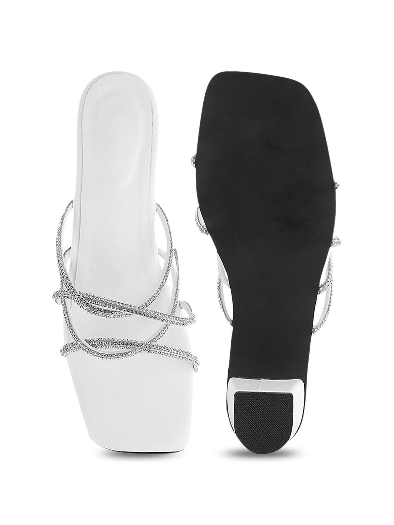 The White Pole Women's White Casual Sandals