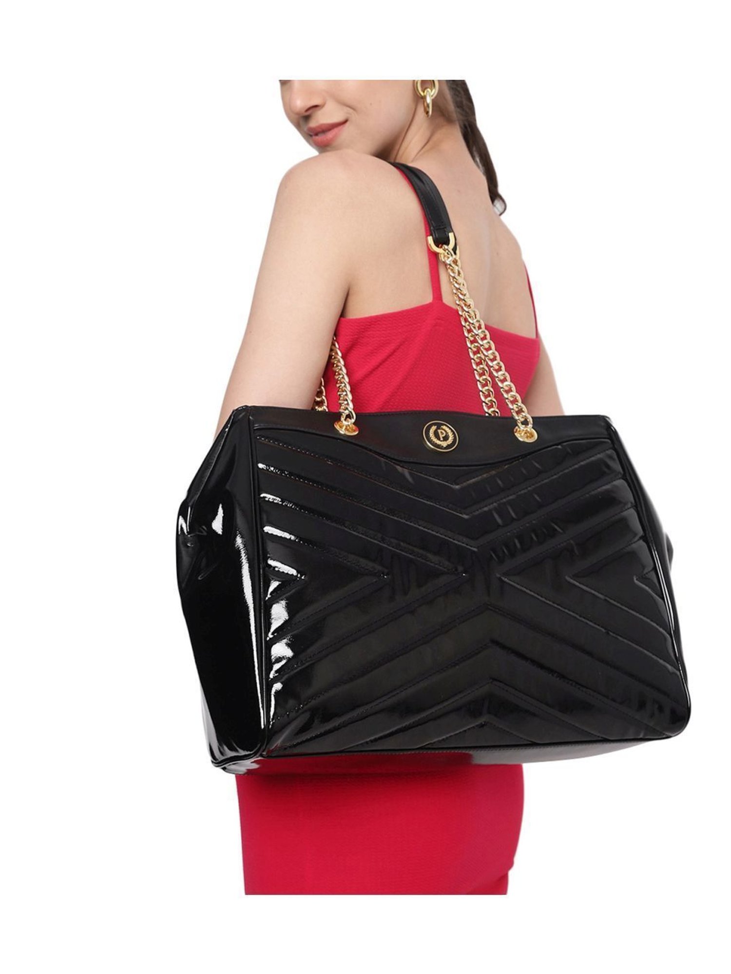 Pollini Black Soft Textured Small Tote