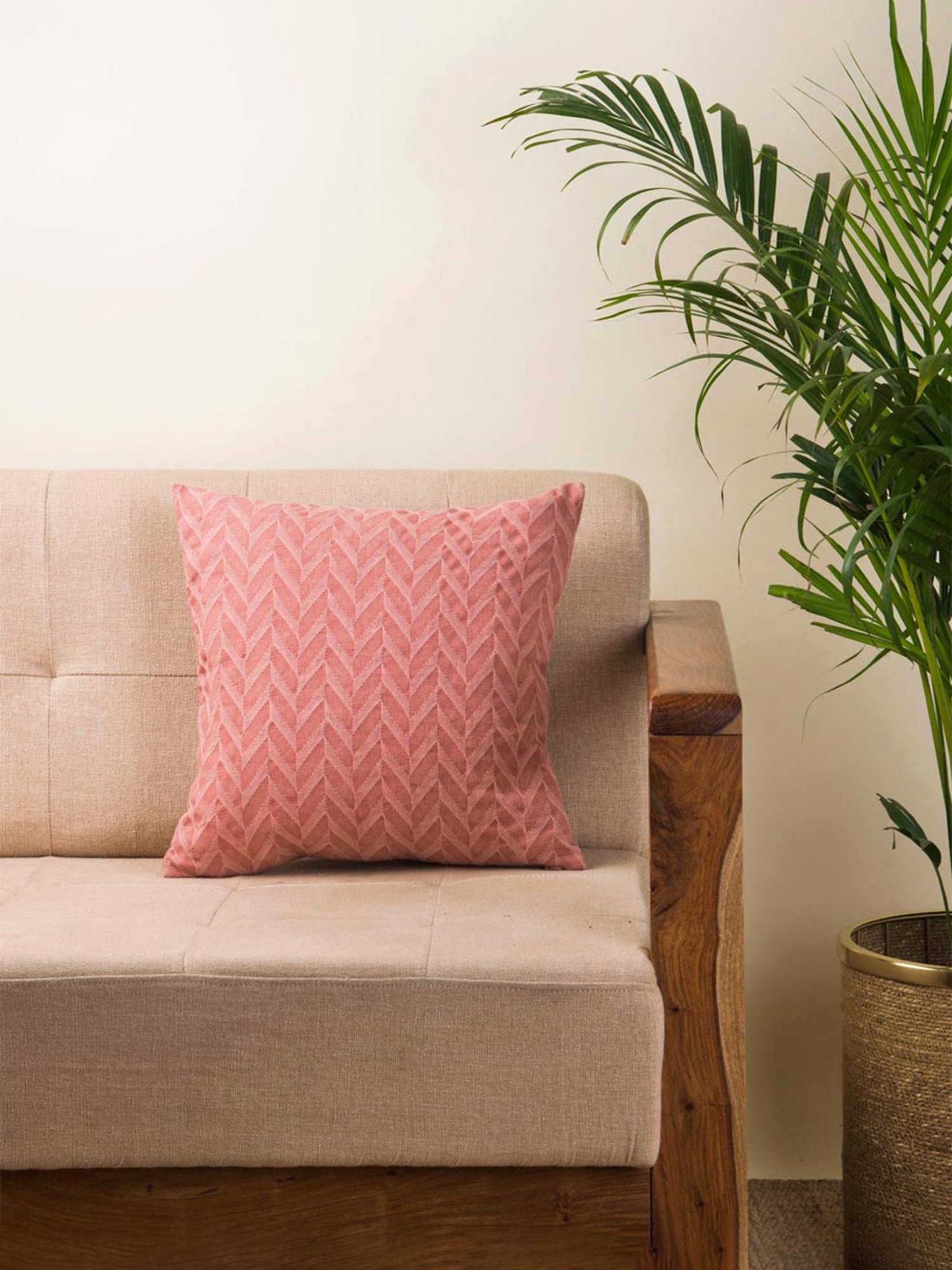 Fabindia Fuschia Cotton 100 TC 265 GSM Cushion Cover