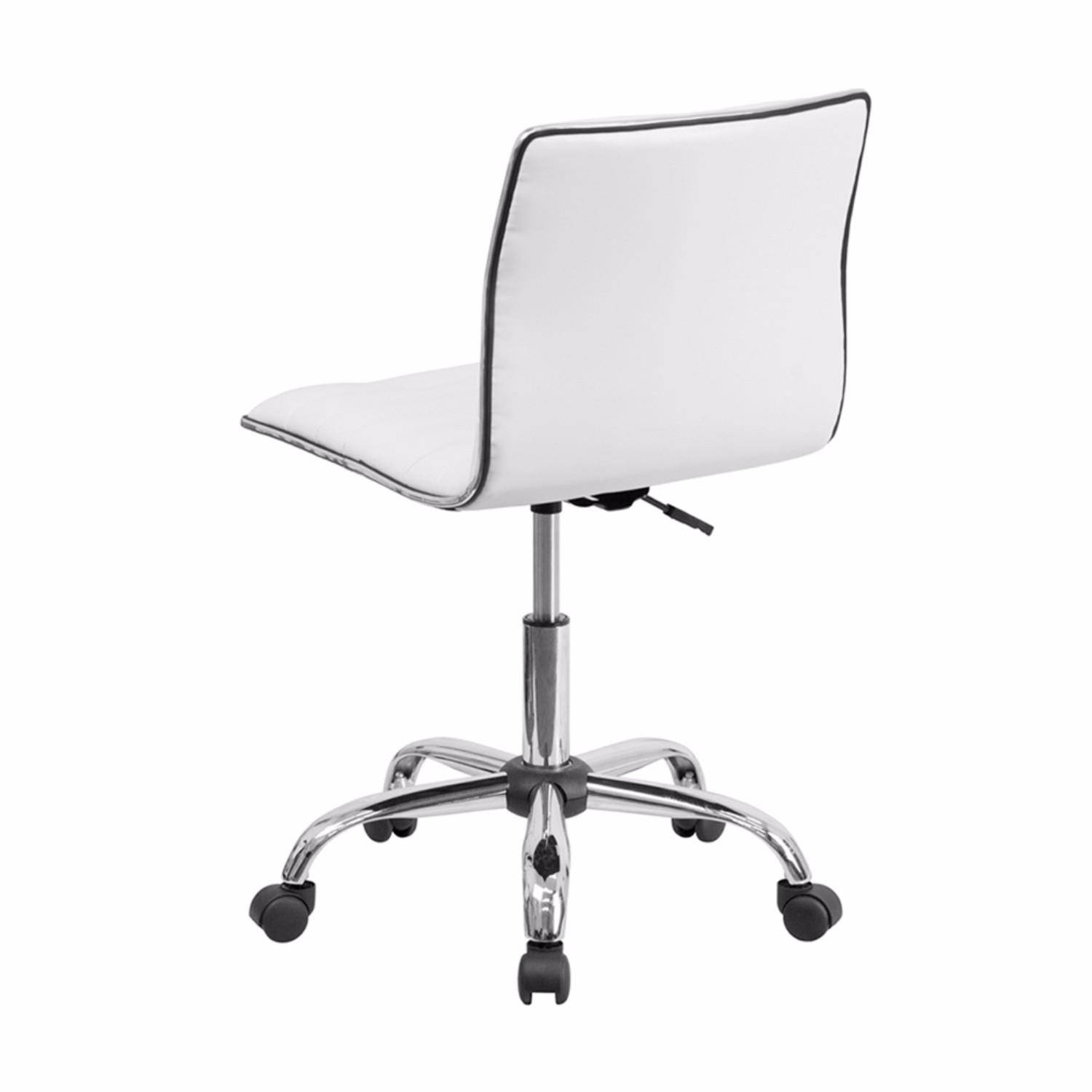 Low Back Designer Armless White Ribbed Swivel Task Office Chair