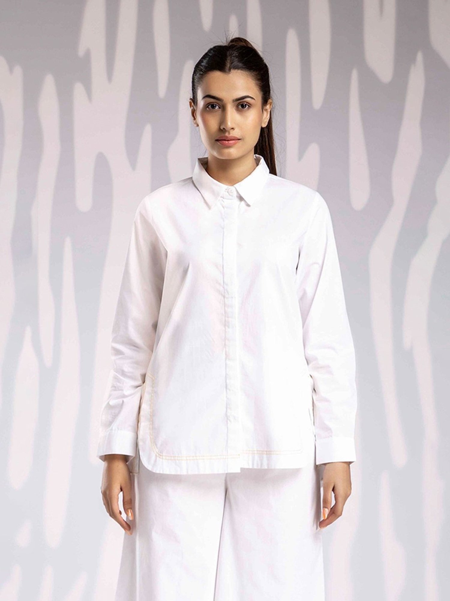 House of Manaa White Handpainted Shirt