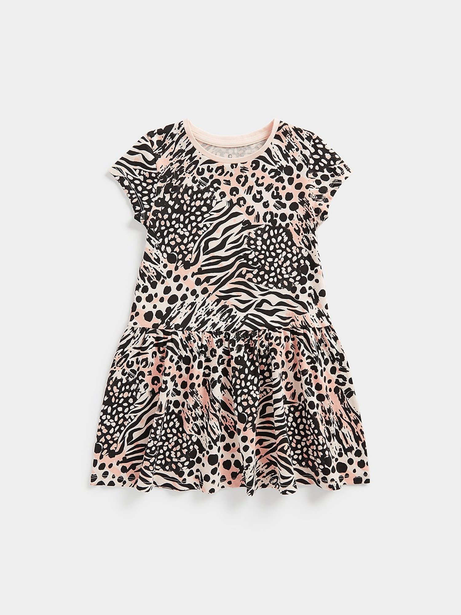 Mothercare Kids Peach & Black Printed Dress