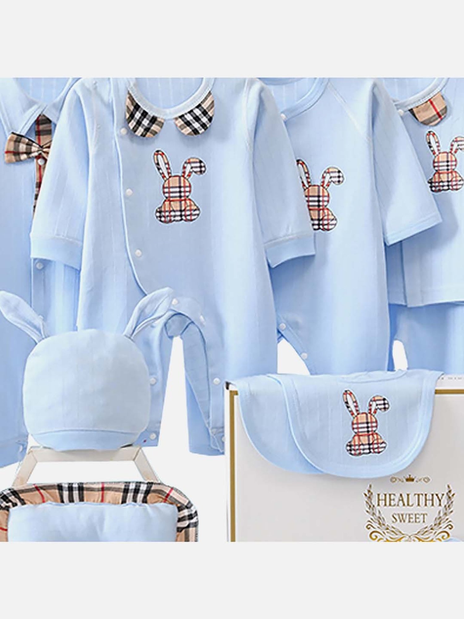 Little Surprise Box Kids Blue Cotton Printed Full Sleeves Gift Set