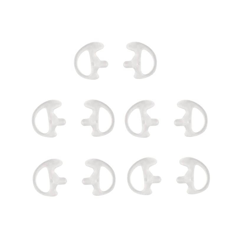 Two Way Radio Ear Mold Replacement Soft Silicone Ear Insert for Acoustic Coil Tube Earpiece Transparent 5 Pair Medium