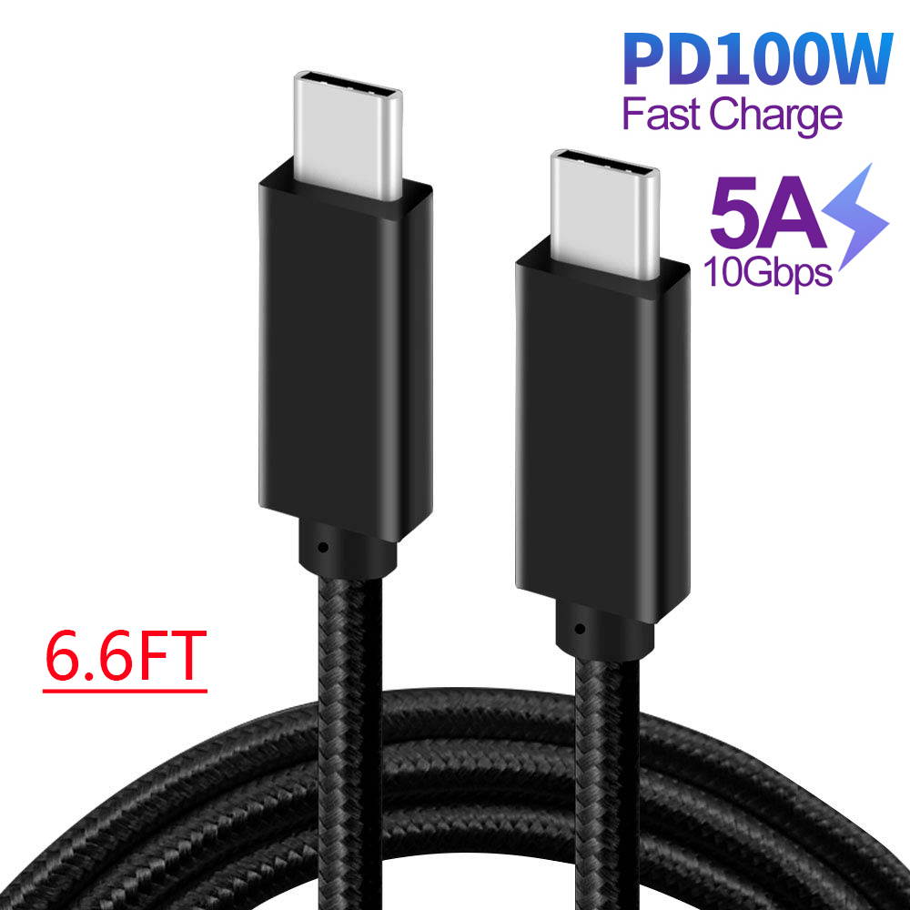 USB C to USB C 3.1 Gen2 Cable Fast Charge Video Cable(6.6ft/2m), 100W 20V/5A 10Gbps Fast Data Transfer, 4K Video Output for Samsung Galaxy S20 Note 10+,iPad Pro,Macbook Pro, HUAWEI MateBook