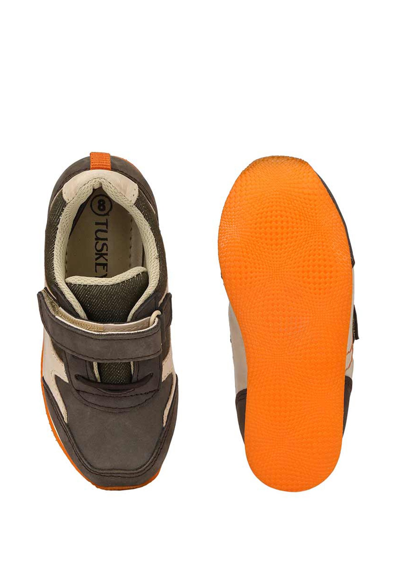 Tuskey Kids Coffee Leather Sneakers