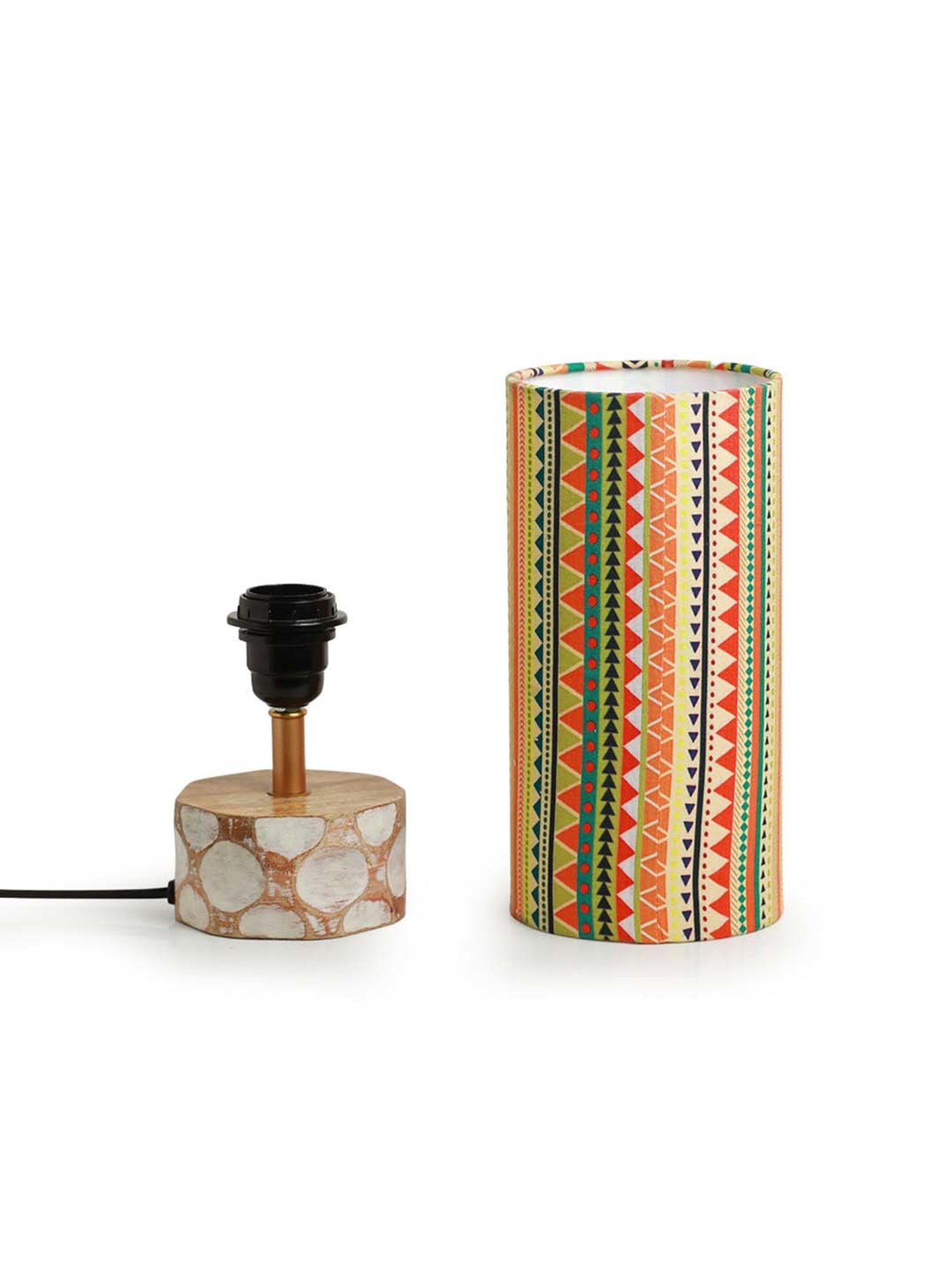 ExclusiveLane Vibrant Hues Multicolor Mango Wood Handcrafted Round Table Lamp