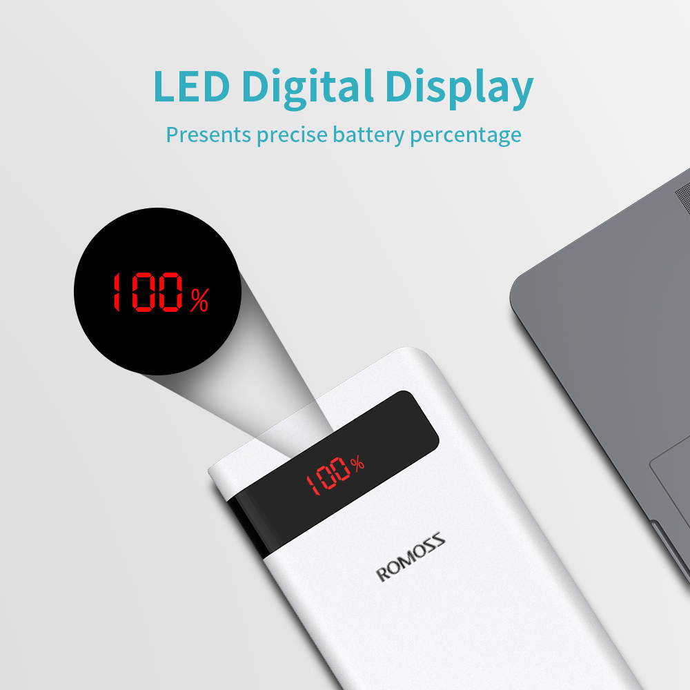 ROMOSS USB-C PD Power Bank 20000mAh LED, 18W Quick Charge QC3.0 Portable Charger Fit for iPhone 11/11 Pro, iPad, Samsung, Nintendo Switch, GoPros and Other USB Devices