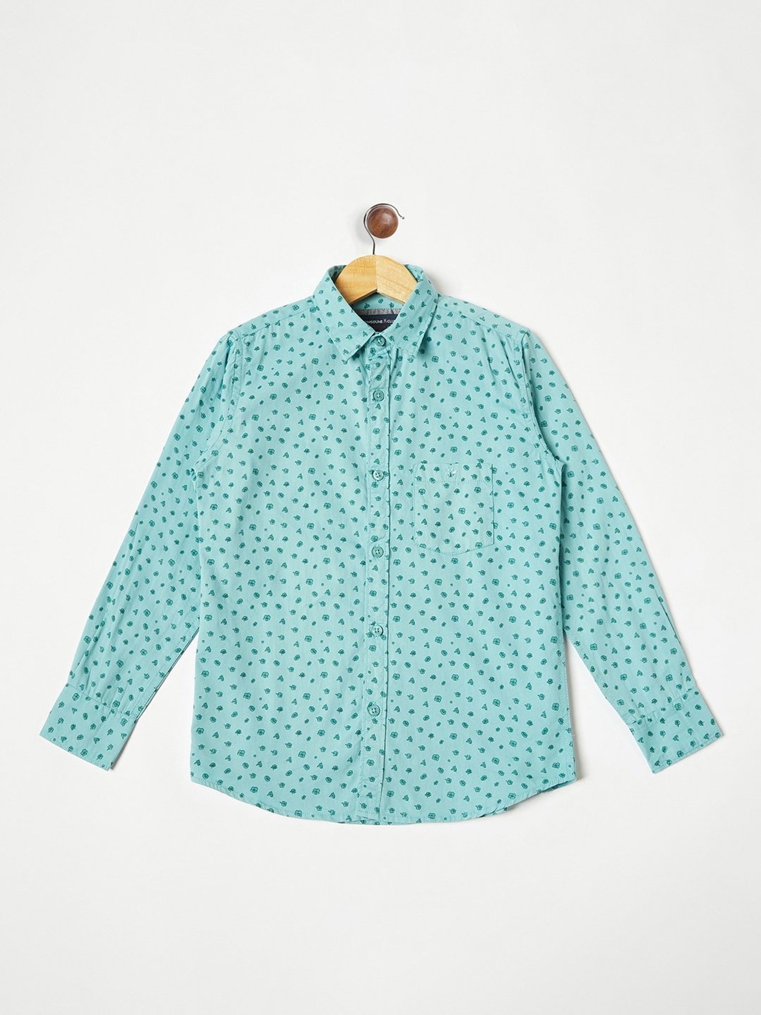 Crimsoune Club Kids Sea Blue Cotton Printed Shirt