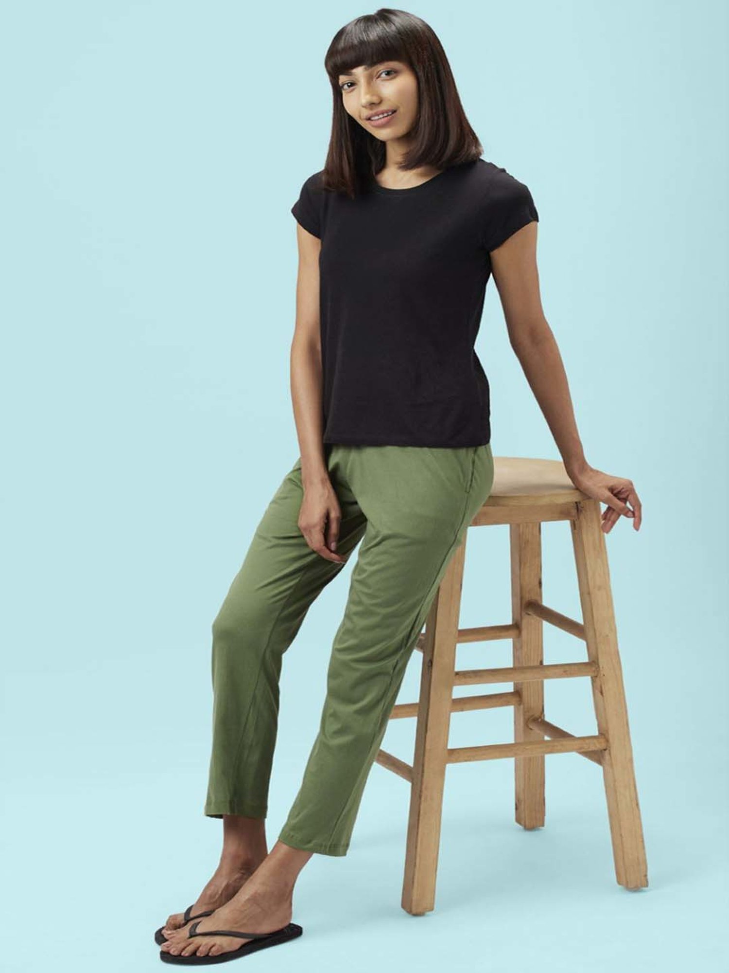 Dreamz by Pantaloons Grey Green Cotton Printed Pyjamas