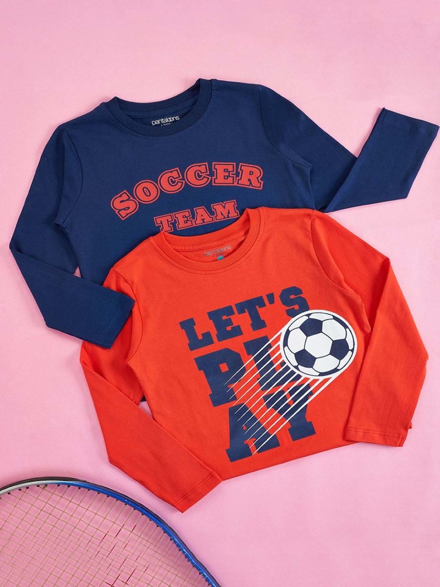 Pantaloons Baby Kids Blue & Red Cotton Printed Full Sleeves T-Shirt