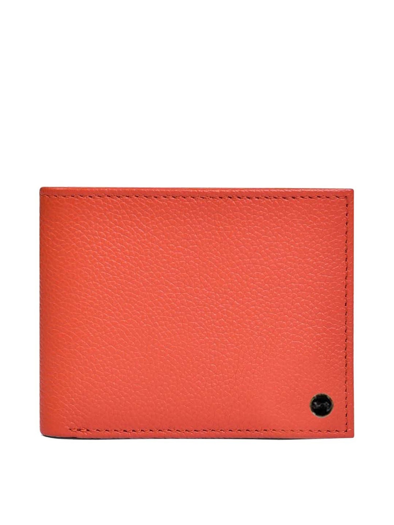 BELWABA Orange Casual Leather Bi-Fold Wallet for Men