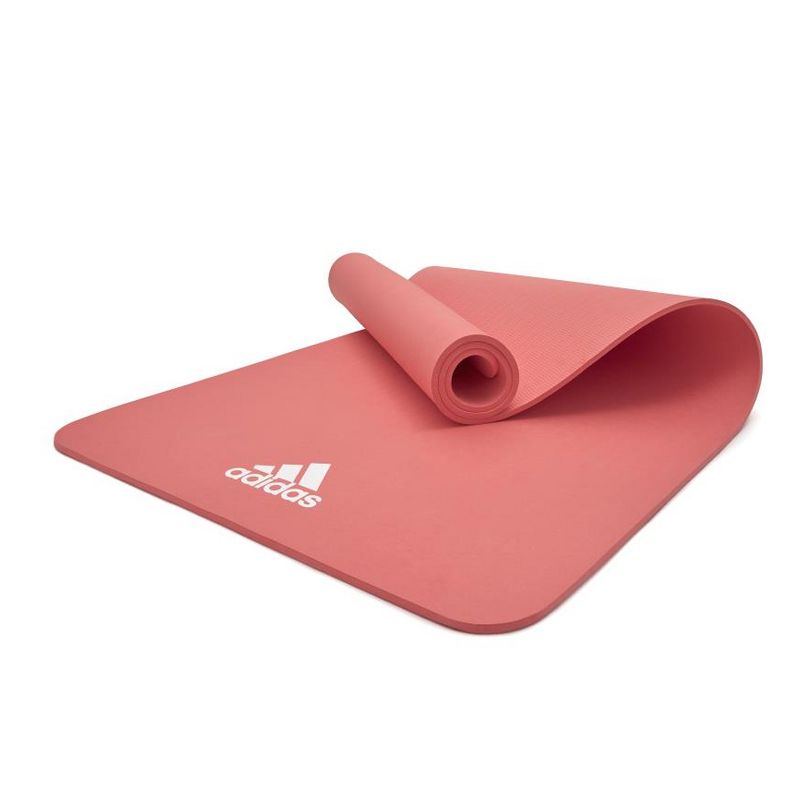 Adidas ADYG-10100PK Universal Exercise Roll Up Slip Resistant Fitness Pilates and Yoga Mat, 8mm Thick, Glow Pink