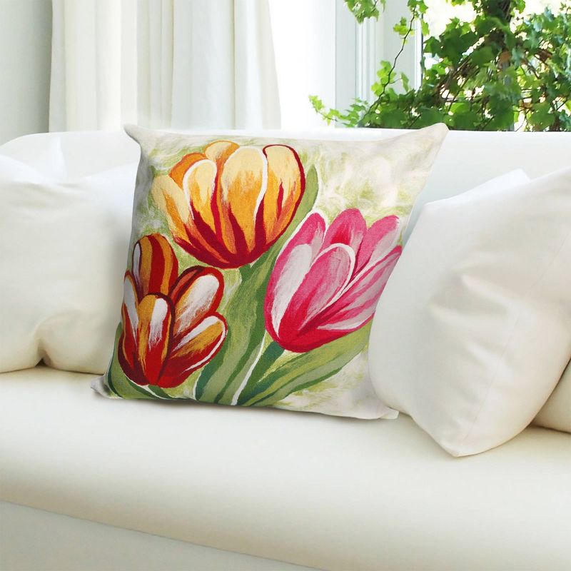 Red Warm Tulips Throw Pillow (20"x20") - Liora Manne
