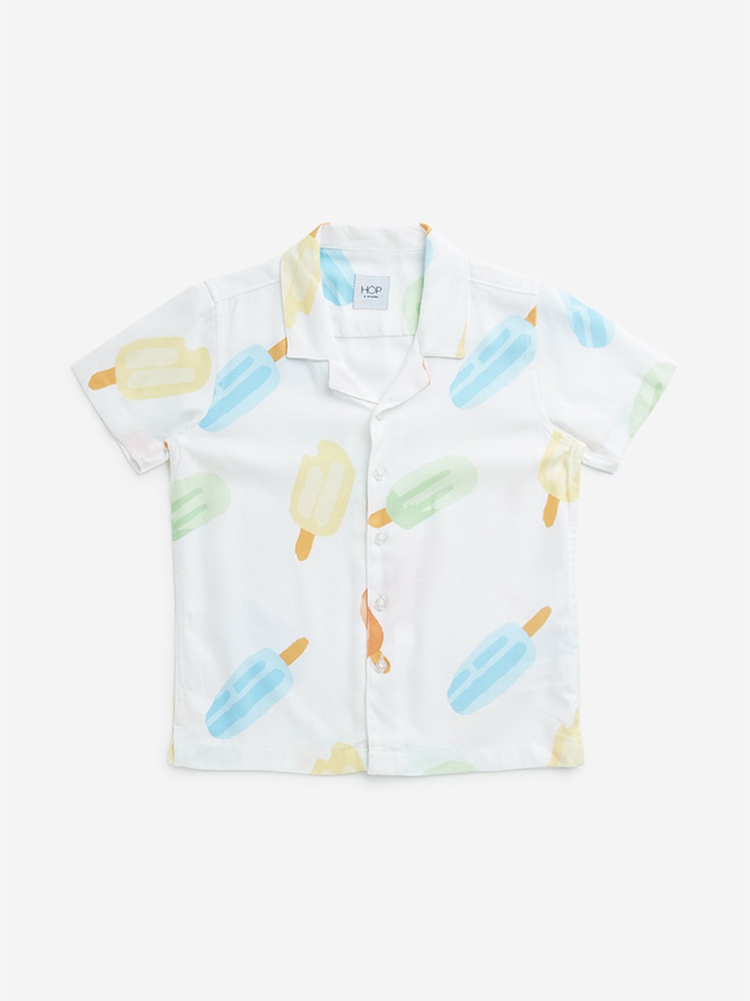 HOP Kids by Westside Off-White Ice-Cream Printed Resort-Fit Shirt