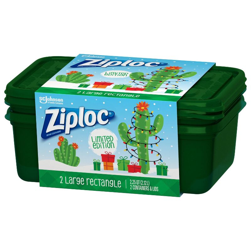 Ziploc Holiday Large Rectangle Storage Containers - Green - 2ct