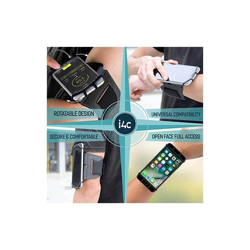 Rotatable Premium Sports Running Armband for All Phones: iPhone 12, 12 Pro Max 11 Pro 8 Plus, Samsung Galaxy S20 S10 S9 S8 Edge, LG, HTC, Pixel; Universal Cellphone Holder + Free Extender Strap