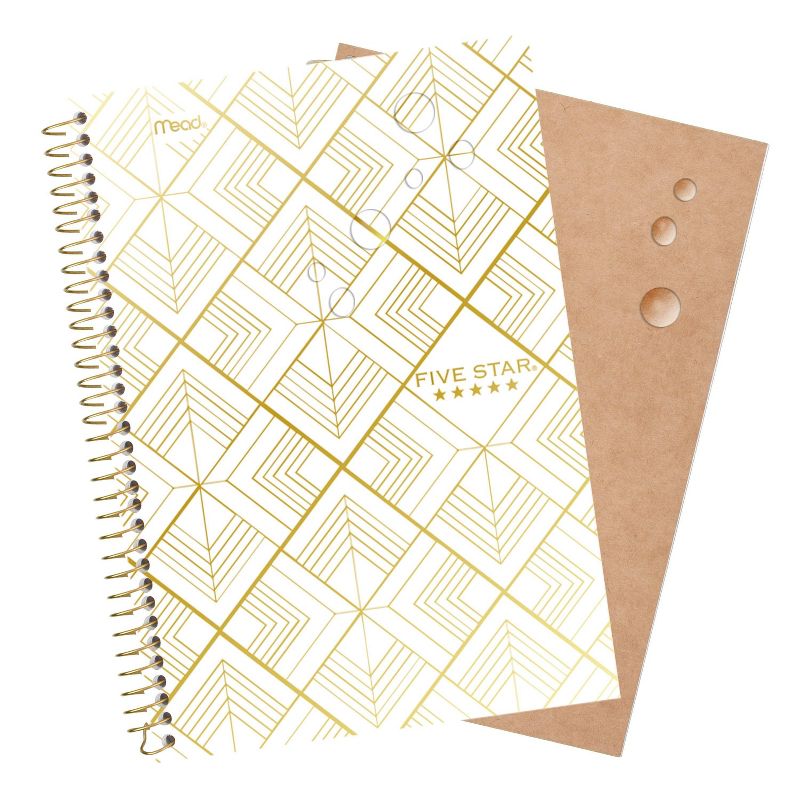 Five Star 100 sheet 2 Subject College Ruled Spiral Notebook Style Metallic Geo Small White Diamonds