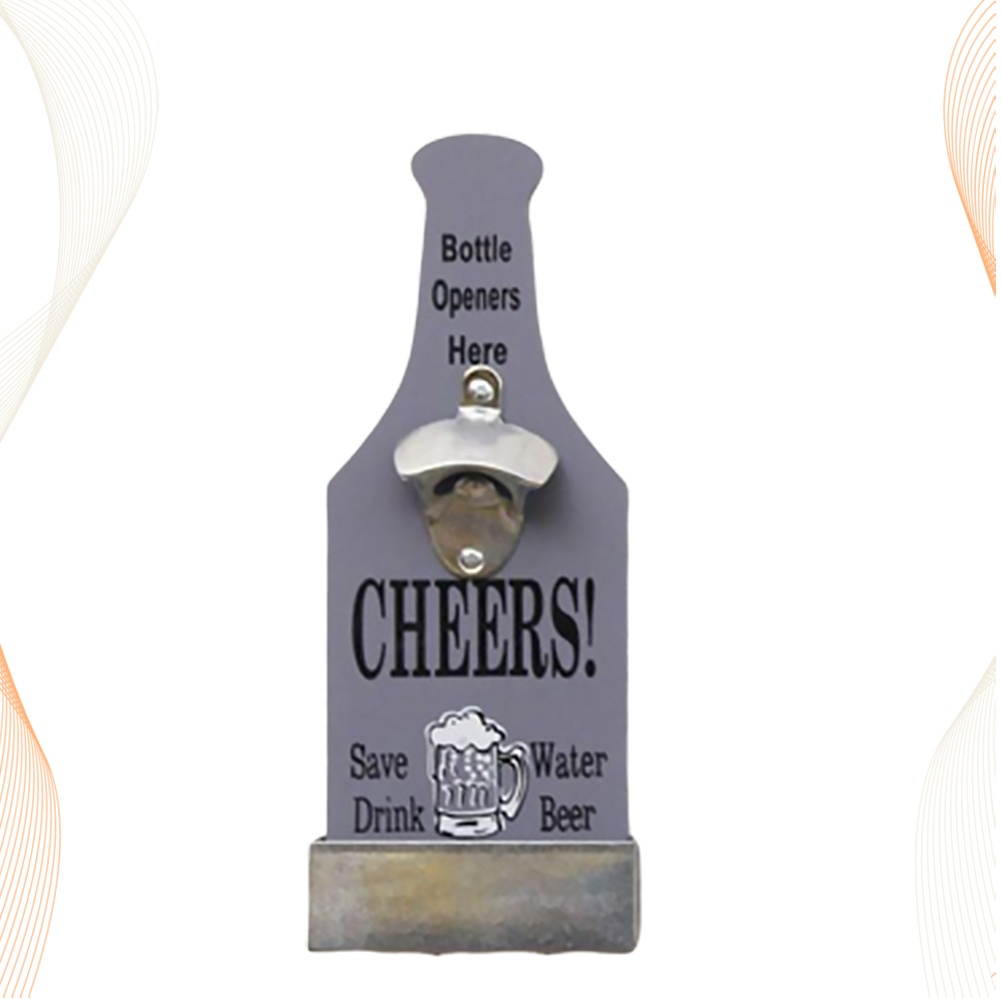 1PC Unique Beer Opener Vintage Bottle Opener Wall Mounted Decoration Drinking Accessories Party Supplies (Light Grey)
