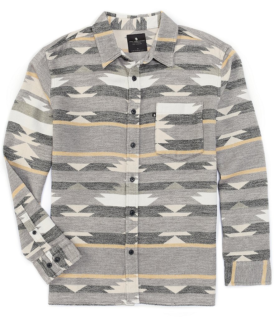 Junk Food Long-Sleeve Jacquard Tribal Print Woven Shirt