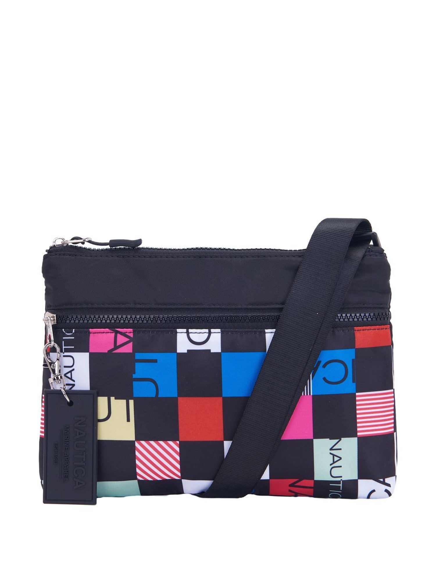 Nautica Black Printed Medium Sling Handbag