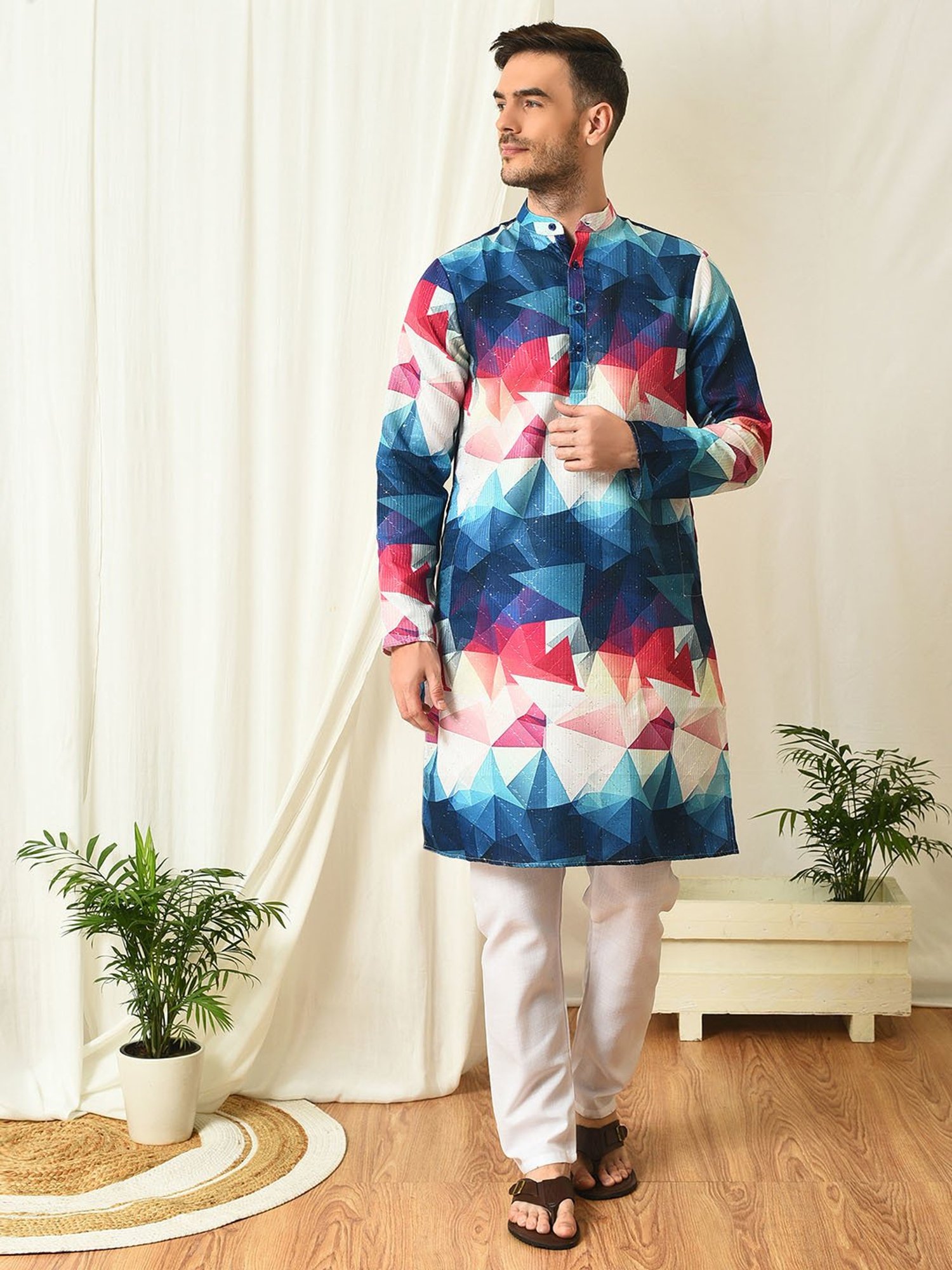 Hangup Multicolor Regular Fit Print Kurta & Pyjamas Set