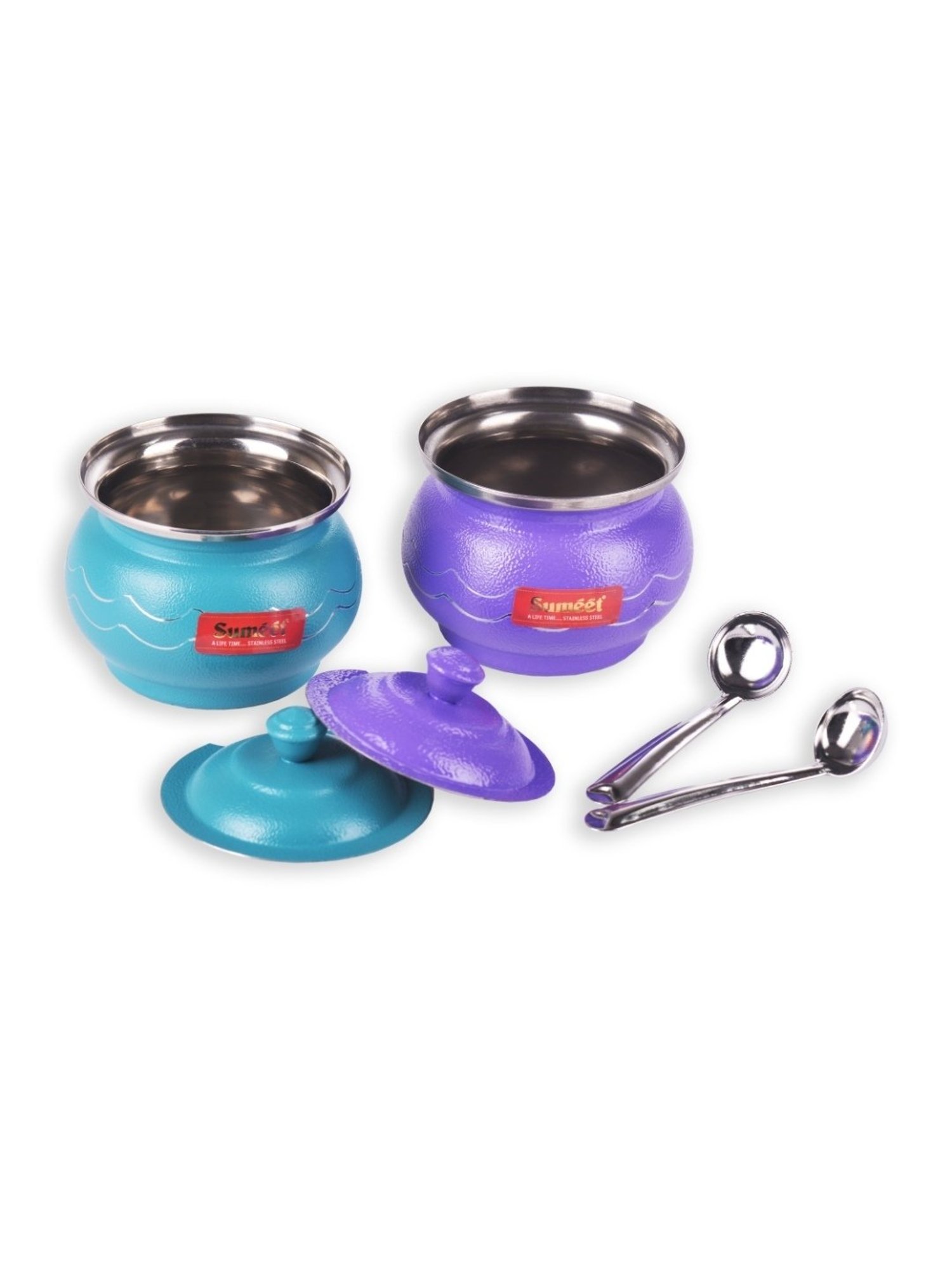 Sumeet Stainless Steel 2 Pc Ghee Pot Set -  Capacity 300Ml, Dia - 7.5cm (Each)