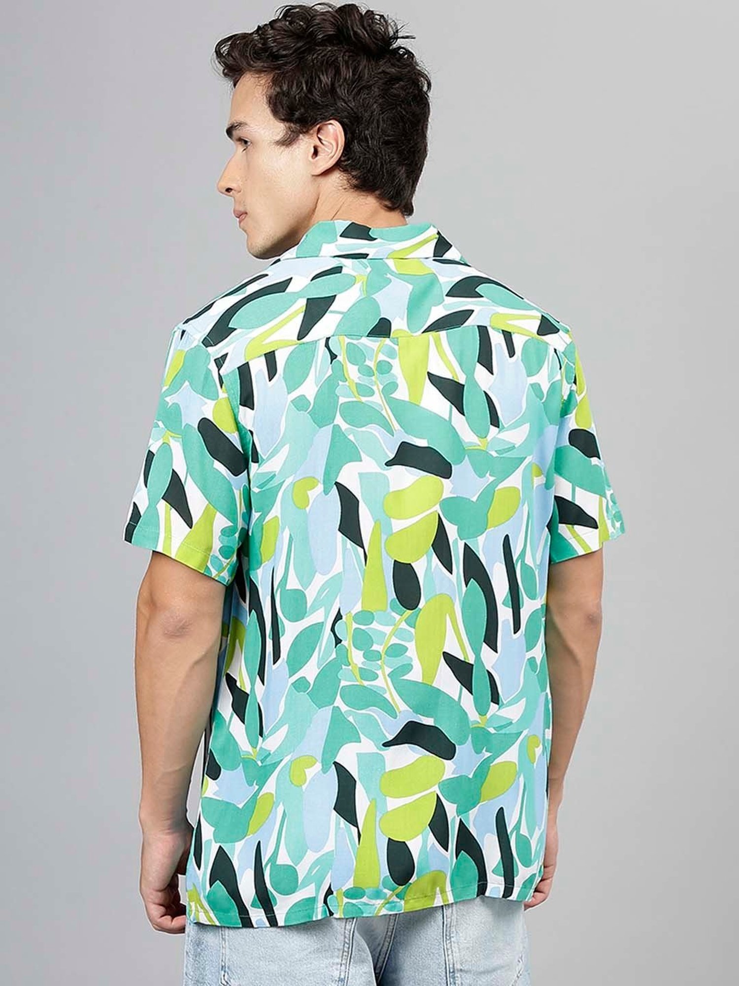 English Navy Multicolor Relaxed Fit Printed Shirt