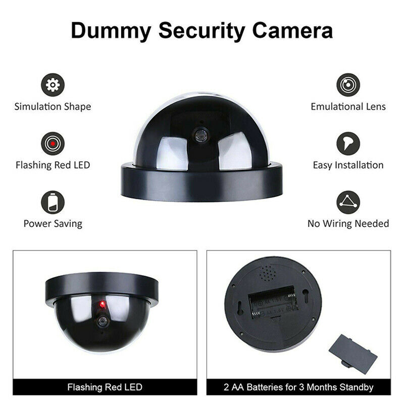 Dummy CCTV Security Camera Surveillance Cam with Fake IR LED Flashing Light Outdoor Indoor Wireless Battery Powered Work Eyeball Camera