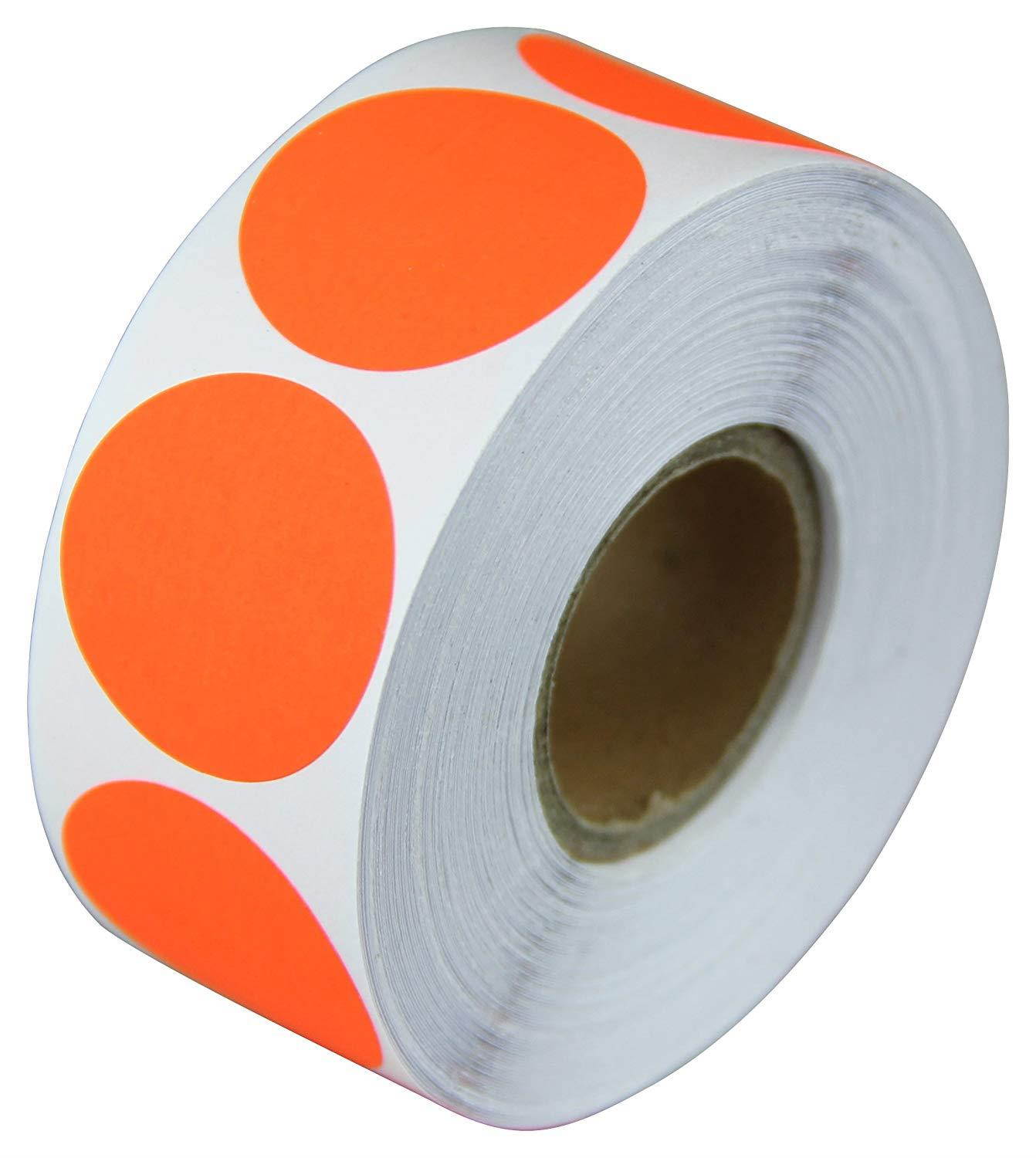 Circle Dot Round Labels Stickers Color Coding Garage Yard Sale Blank Write-on Bright Neon Fluorescent Red - 1" 300 Labels per Roll [12 Rolls]