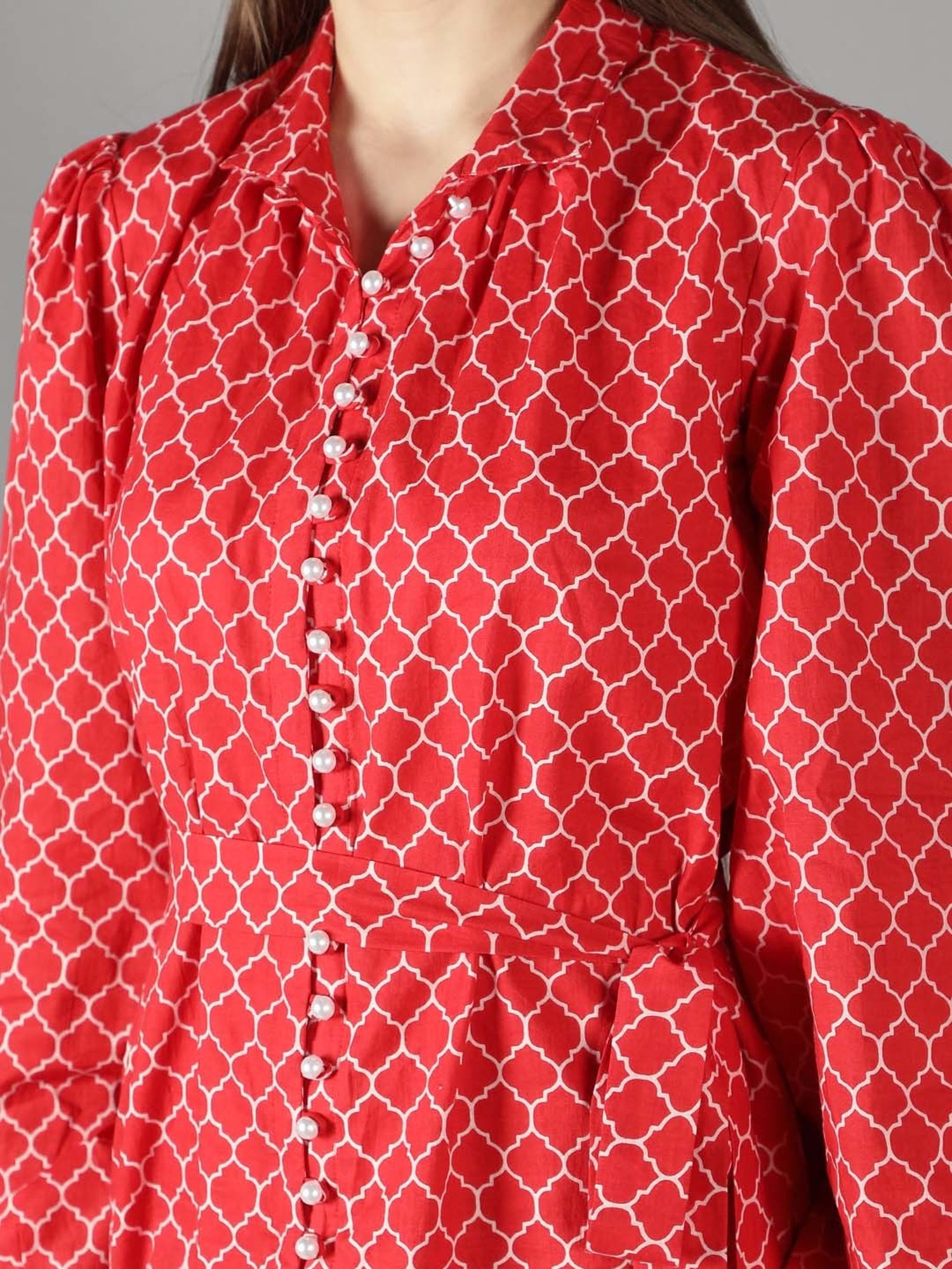 KAORI BY SHREYA AGARWAL Red Cotton Printed Co-Ords Set